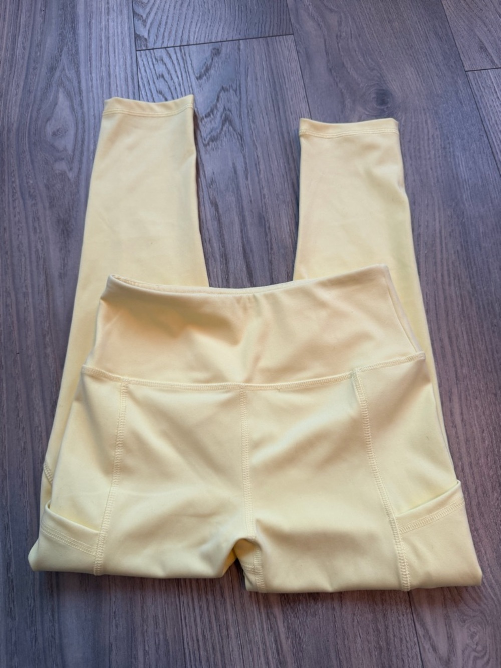 Gottex Studio Pastel Yellow High-Waisted Leggings with Pockets - XS
